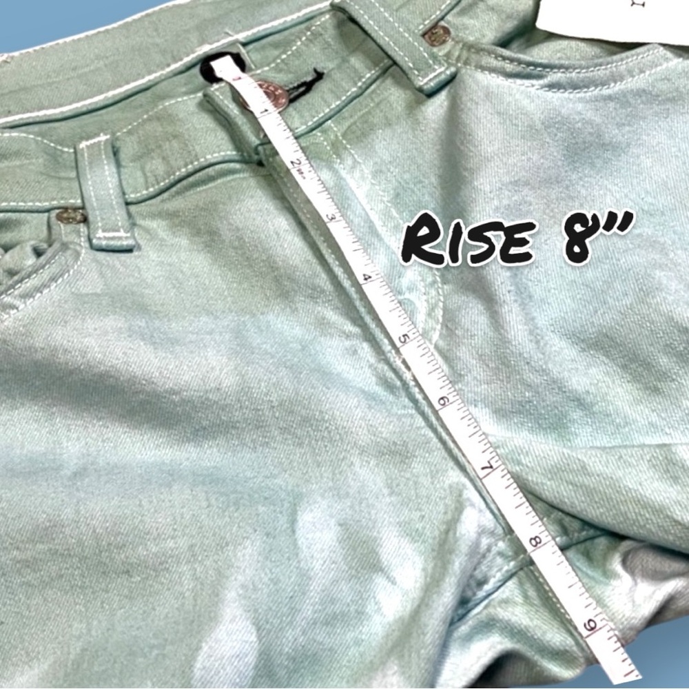Originally White Slim Boyfriend Style Jeans Ombre Dip Dyed in Sage. Size 26 - Picture 10 of 11